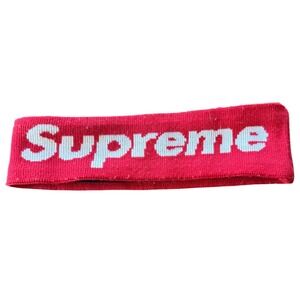 Supreme New Era Big Logo Headband Red Fleece Lined SS15
